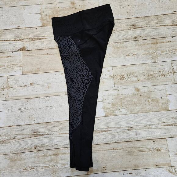 Athleta TruCool Capri Leggings Crocodile Stealth SZ XXS Small Yoga Black 348588 - Picture 6 of 13